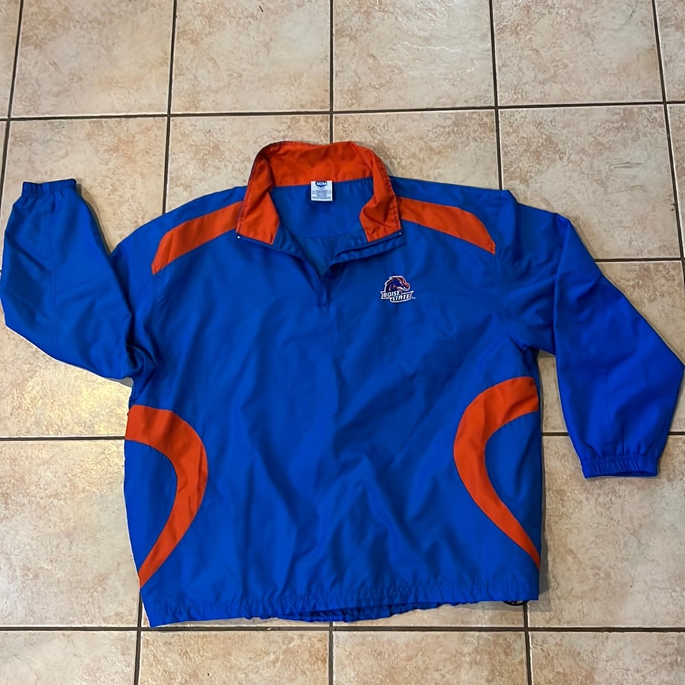 VTG NCAA Boise‎ State Broncos Pullover Windbreaker 1/4 Zip, Sz XL